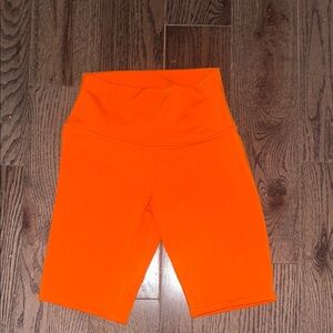 ALO YOGA Bright Orange High-Waisted Biker Shorts